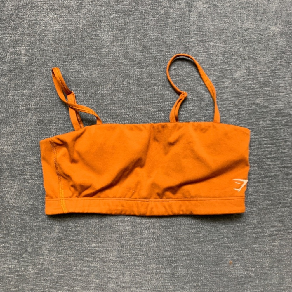 Gymshark Bandeau Sports Bra Women Small Orange Stretch Adjustable Straps Workout